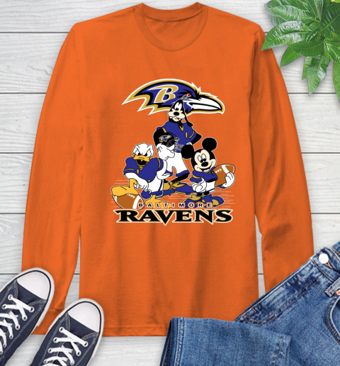 NFL Baltimore Ravens Mickey Mouse Donald Duck Goofy Football Shirt Long Sleeve T-Shirt 4