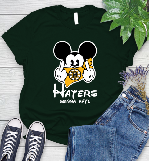 NHL Boston Bruins Haters Gonna Hate Mickey Mouse Disney Hockey T Shirt Women's T-Shirt 6
