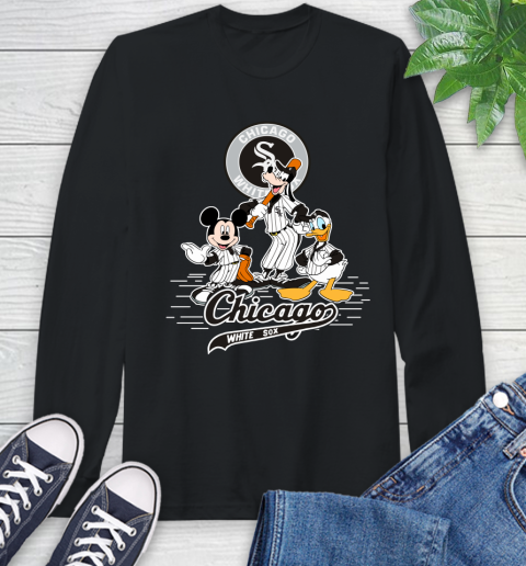 MLB Chicago White Sox Mickey Mouse Donald Duck Goofy Baseball T Shirt Long Sleeve T-Shirt