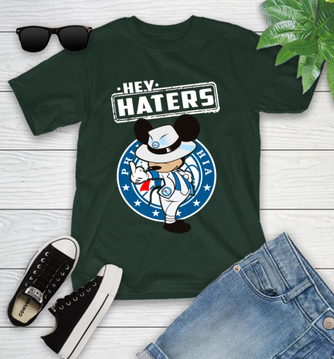 NBA Hey Haters Mickey Basketball Sports Philadelphia 76ers Youth T-Shirt 5