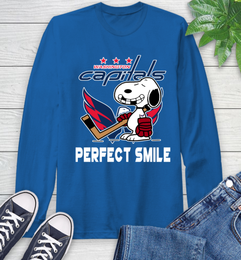 NHL Washington Capitals Snoopy Perfect Smile The Peanuts Movie Hockey T Shirt Long Sleeve T-Shirt 10