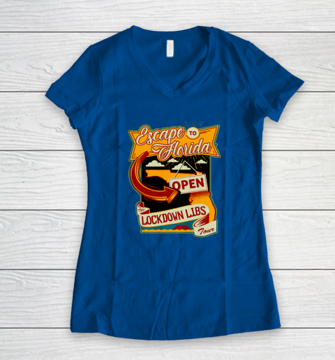 Escape To Florida Shirt Ron DeSantis (Print on front and back) Women's V-Neck T-Shirt 5