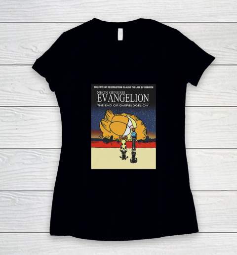 Neon Genesis Evangelion The End Of Garfieldgelion Women's V-Neck T-Shirt