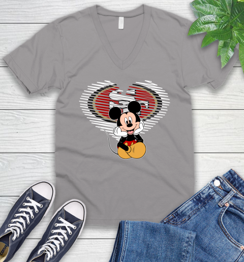 NFL San Francisco 49ers The Heart Mickey Mouse Disney Football T Shirt_000 V-Neck T-Shirt 3
