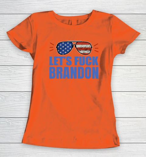 Let's Fuck Brandon US Flag Sunglasses Women's T-Shirt 2