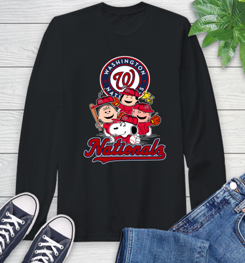 MLB Washington Nationals Snoopy Charlie Brown Woodstock The Peanuts Movie Baseball T Shirt_000 Long Sleeve T-Shirt