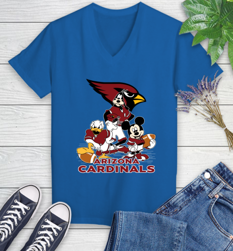 NFL Arizona Cardinals Mickey Mouse Donald Duck Goofy Football Shirt Women's V-Neck T-Shirt 10