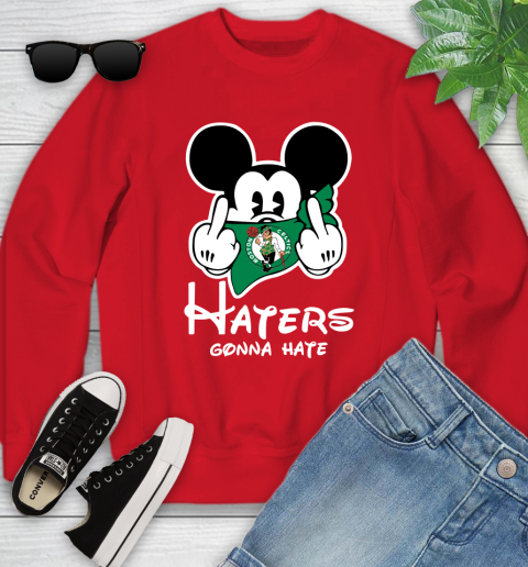 NBA Boston Celtics Haters Gonna Hate Mickey Mouse Disney Basketball T Shirt Youth Sweatshirt 8