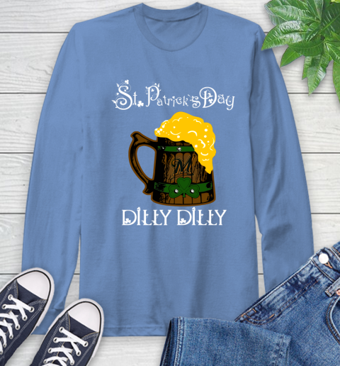 MLB Milwaukee Brewers St Patrick's Day Dilly Dilly Beer Baseball Sports Long Sleeve T-Shirt 12