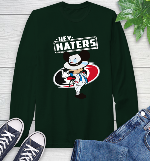 NHL Hey Haters Mickey Hockey Sports Carolina Hurricanes Long Sleeve T-Shirt 7
