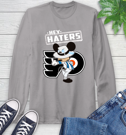NHL Hey Haters Mickey Hockey Sports Philadelphia Flyers Long Sleeve T-Shirt 6