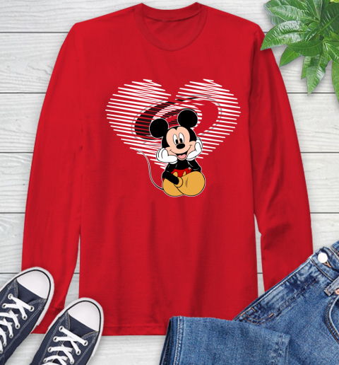 NHL Carolina Hurricanes The Heart Mickey Mouse Disney Hockey Long Sleeve T-Shirt 11