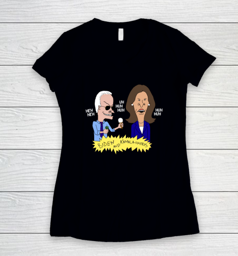 Biden Beavis Shirt Anti Biden and Kamala Harris Women's V-Neck T-Shirt