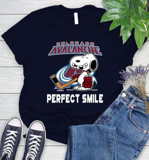 NHL Colorado Avalanche Snoopy Perfect Smile The Peanuts Movie Hockey T Shirt Women's T-Shirt 2