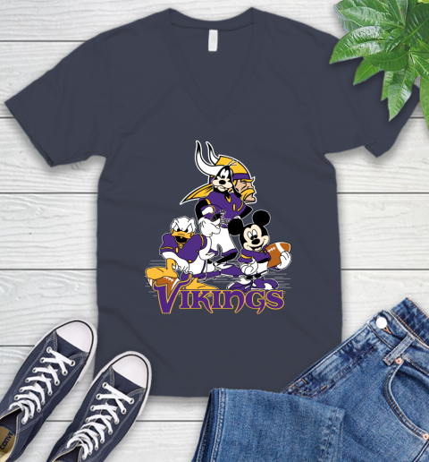 NFL Minnesota Vikings Mickey Mouse Donald Duck Goofy Football Shirt V-Neck T-Shirt 8