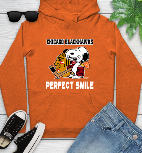 NHL Chicago Blackhawks Snoopy Perfect Smile The Peanuts Movie Hockey T Shirt Youth Hoodie 4