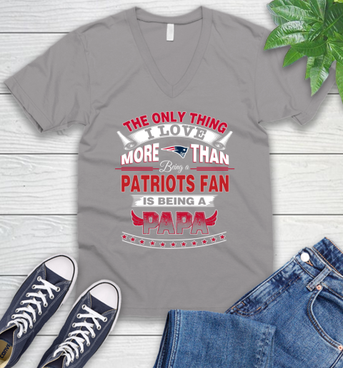 NFL The Only Thing I Love More Than Being A New England Patriots Fan Is Being A Papa Football V-Neck T-Shirt 3