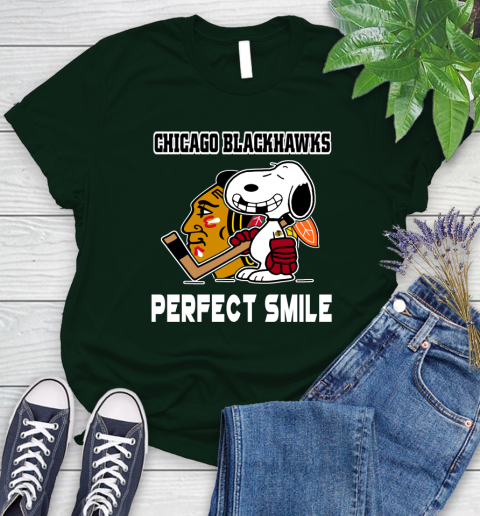 NHL Chicago Blackhawks Snoopy Perfect Smile The Peanuts Movie Hockey T Shirt Women's T-Shirt 6