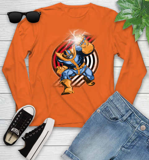 Portland Trail Blazers NBA Basketball Thanos Avengers Infinity War Marvel Youth Long Sleeve 3