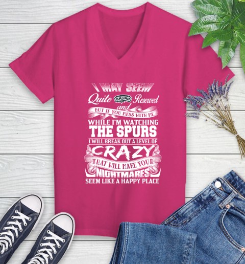 San Antonio Spurs NBA Basketball Don't Mess With Me While I'm Watching My Team Women's V-Neck T-Shirt 9