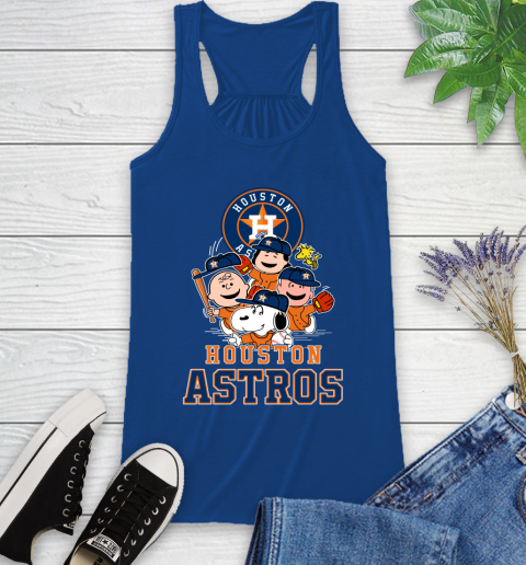 MLB Houston Astros Snoopy Charlie Brown Woodstock The Peanuts Movie Baseball T Shirt Racerback Tank 8