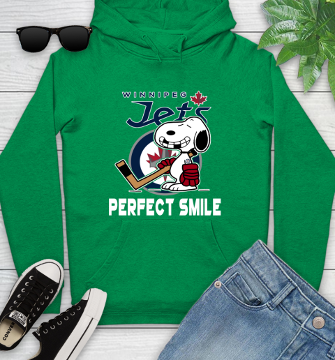 NHL Winnipeg Jets Snoopy Perfect Smile The Peanuts Movie Hockey T Shirt Youth Hoodie 9