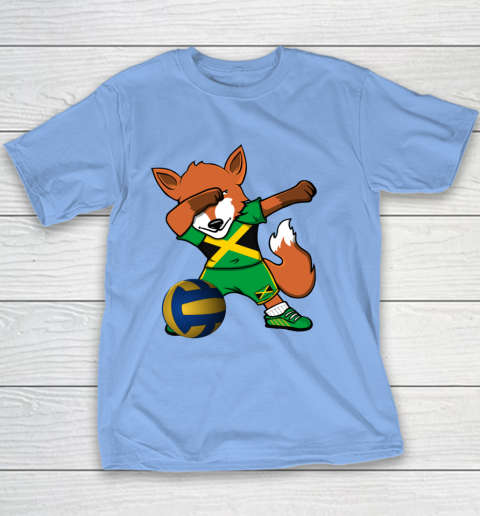 Dabbing Fox Jamaica Volleyball Fans Jersey Jamaican Youth T-Shirt 10