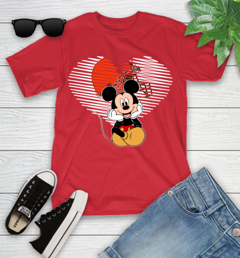 NFL Cleveland Browns The Heart Mickey Mouse Disney Football T Shirt_000 Youth T-Shirt 13