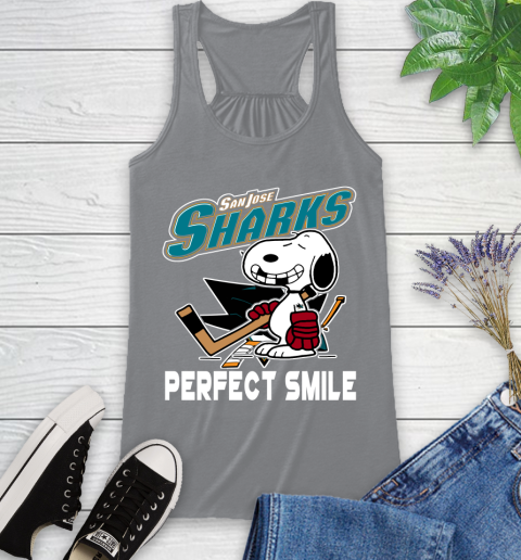 NHL San Jose Sharks Snoopy Perfect Smile The Peanuts Movie Hockey T Shirt Racerback Tank 4