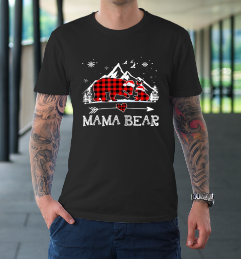 Mama Bear Christmas Pajama Red Plaid Buffalo Family T-Shirt
