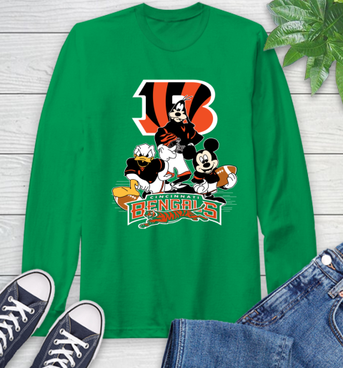 NFL Cincinnati Bengals Mickey Mouse Donald Duck Goofy Football Shirt Long Sleeve T-Shirt 8