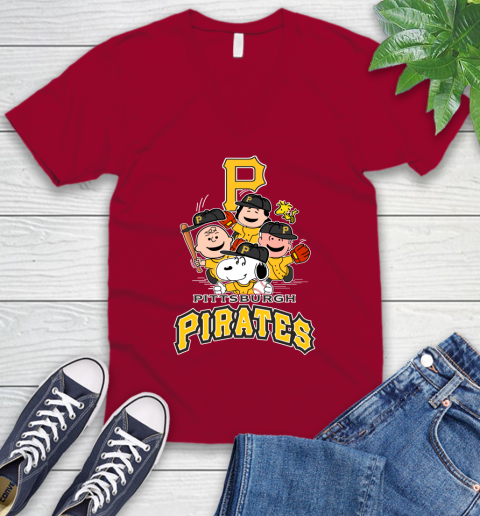 MLB Pittsburgh Pirates Snoopy Charlie Brown Woodstock The Peanuts Movie Baseball T Shirt_000 V-Neck T-Shirt 7