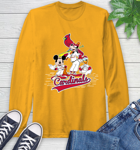 MLB St.Louis Cardinals Mickey Mouse Donald Duck Goofy Baseball T Shirt Long Sleeve T-Shirt 2
