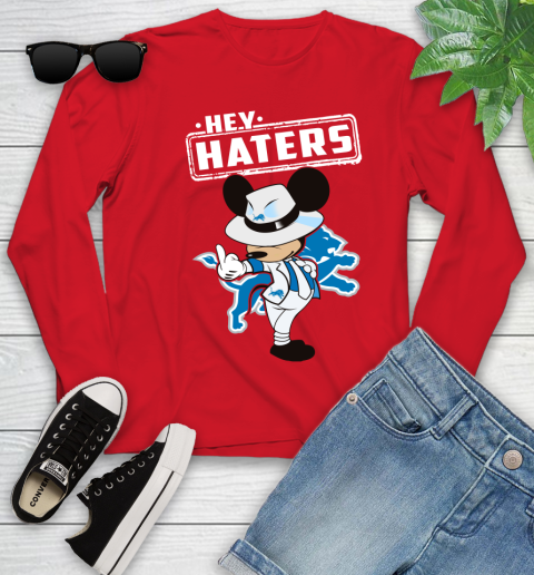NFL Hey Haters Mickey Football Sports Detroit Lions Youth Long Sleeve 11