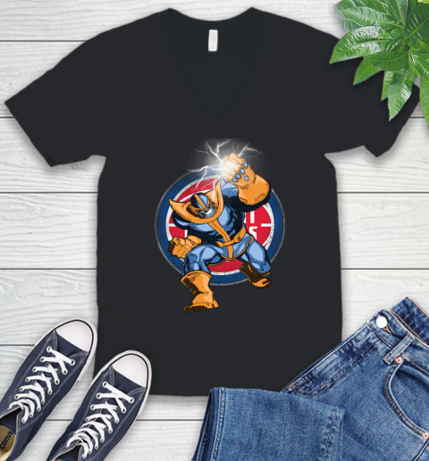 Detroit Pistons NBA Basketball Thanos Avengers Infinity War Marvel V-Neck T-Shirt