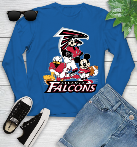 NFL Atlanta Falcons Mickey Mouse Donald Duck Goofy Football Shirt Youth Long Sleeve 10