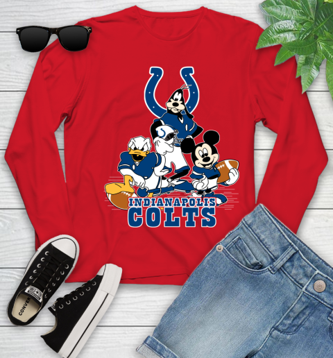 NFL Indianapolis Colts Mickey Mouse Donald Duck Goofy Football Shirt Youth Long Sleeve 11