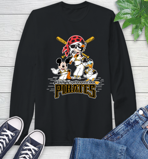 MLB Pittsburgh Pirates Mickey Mouse Donald Duck Goofy Baseball T Shirt Long Sleeve T-Shirt