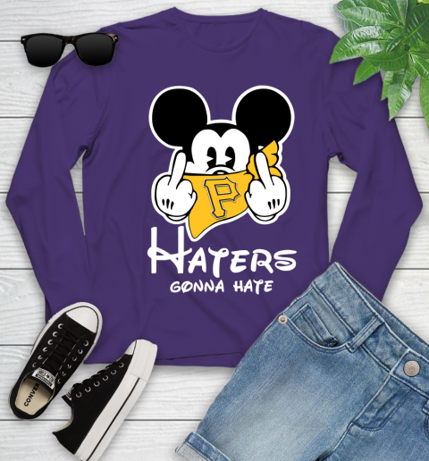 MLB Pittsburgh Pirates Haters Gonna Hate Mickey Mouse Disney Baseball T Shirt_000 Youth Long Sleeve 4