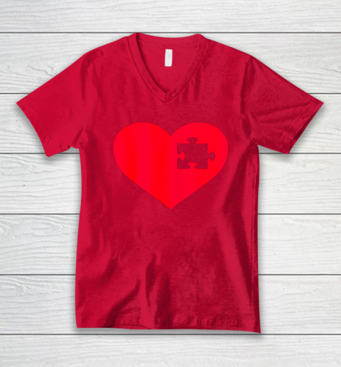 Family Valentine Insert Heart Gift V-Neck T-Shirt 5