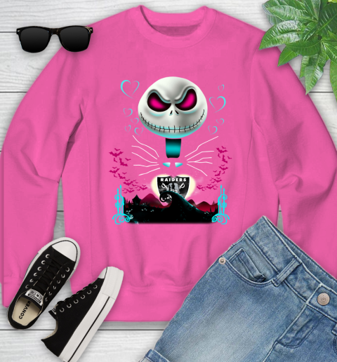 NFL Oakland Raiders Jack Skellington Sally The Nightmare Before Christmas Football Youth Sweatshirt 6