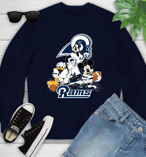 NFL Los Angeles Rams Mickey Mouse Donald Duck Goofy Football Shirt Youth Sweatshirt 2