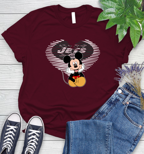 NFL New York Jets The Heart Mickey Mouse Disney Football T Shirt_000 Women's T-Shirt 7