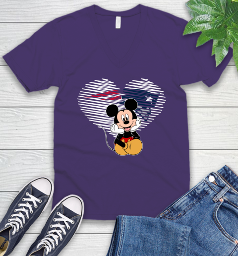 NFL New England Patriots The Heart Mickey Mouse Disney Football T Shirt_000 V-Neck T-Shirt 9