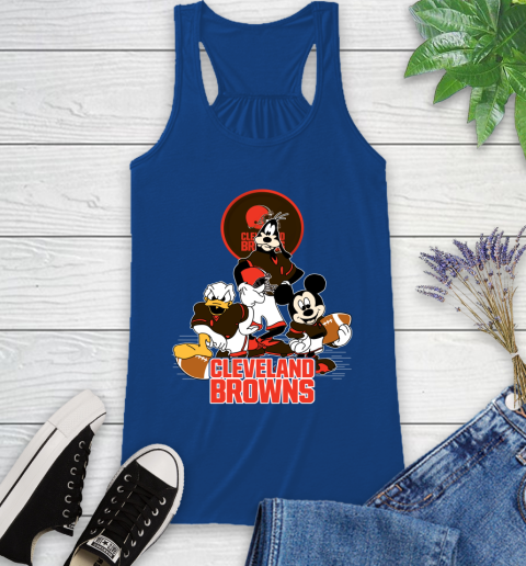 NFL Cleveland Browns Mickey Mouse Donald Duck Goofy Football Shirt Racerback Tank 8