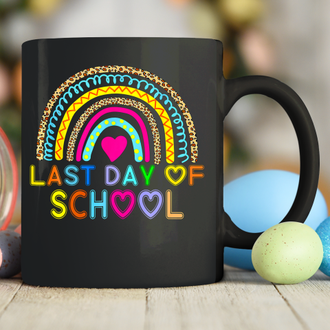 Happy Last Day of School Teacher Student Rainbow Leopard Ceramic Mug 11oz