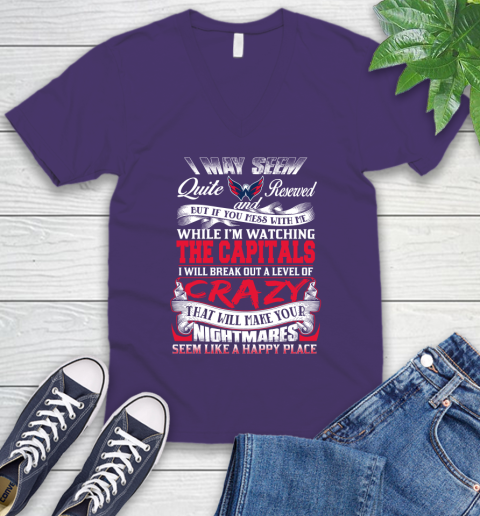 Washington Capitals NHL Hockey Don't Mess With Me While I'm Watching My Team V-Neck T-Shirt 9