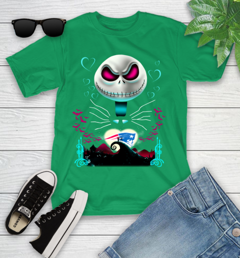 NFL New England Patriots Jack Skellington Sally The Nightmare Before Christmas Football Youth T-Shirt 8