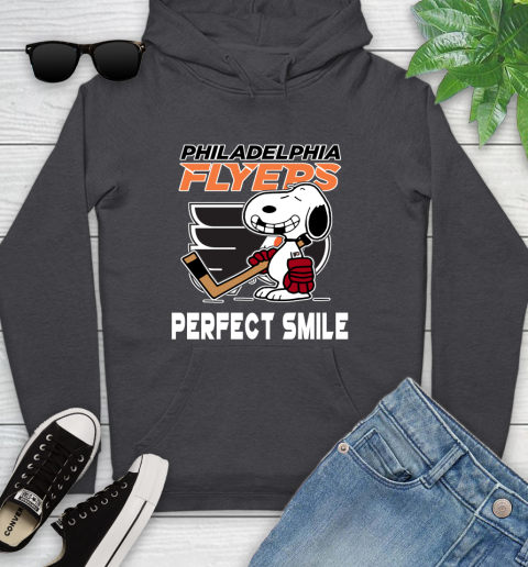 NHL Philadelphia Flyers Snoopy Perfect Smile The Peanuts Movie Hockey T Shirt Youth Hoodie 8