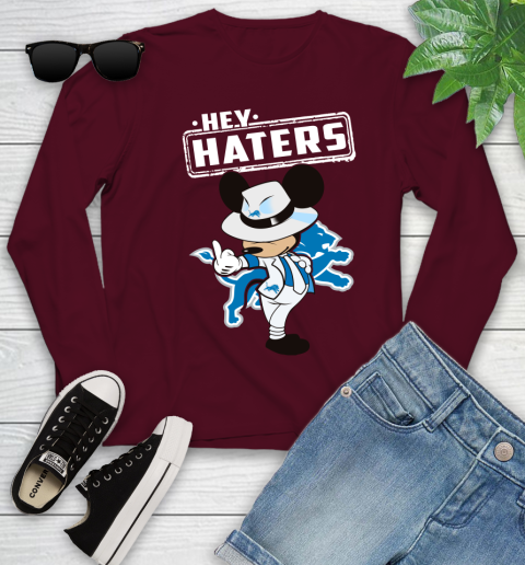 NFL Hey Haters Mickey Football Sports Detroit Lions Youth Long Sleeve 6